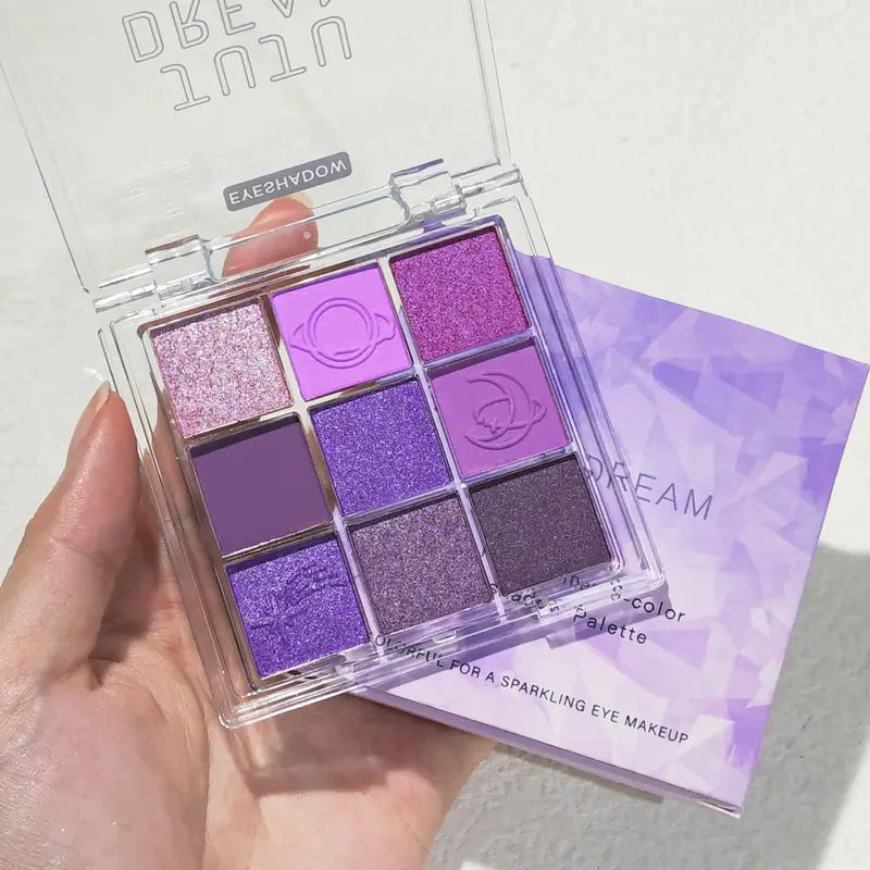 9-Color Purple and Pink Eyeshadow Palette - Waterproof Long-Lasting Matte & Shimmer Finishes