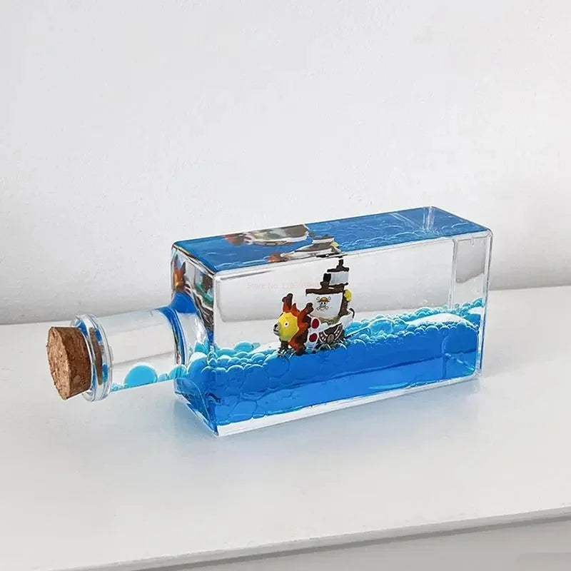 Floating Drift Bottle with 3D Ship Decor - Home Aquarium or Desktop Ornament