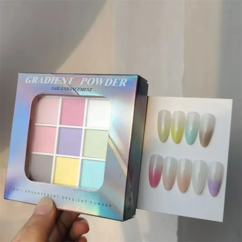 9Colors Nail Powder Glitter & Matte Gradient Deco for Manicure & Nail Art