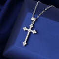 Women’s Gold-Color Necklace with Cross Pendant and Rhinestones, 45cm