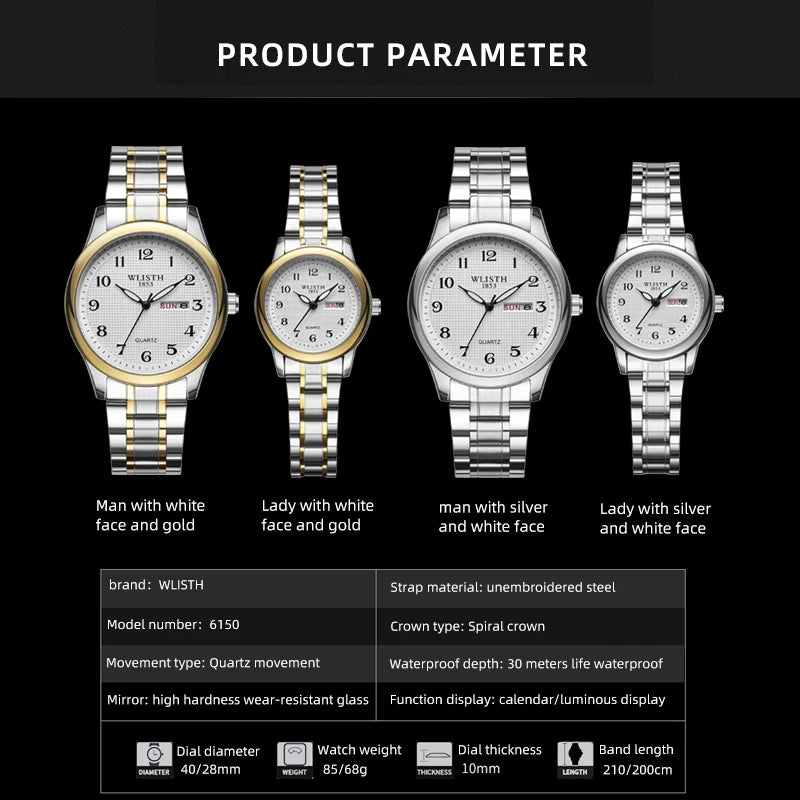 Quartz Digital Watch for Elderly with Double Calendar and Luminous Display