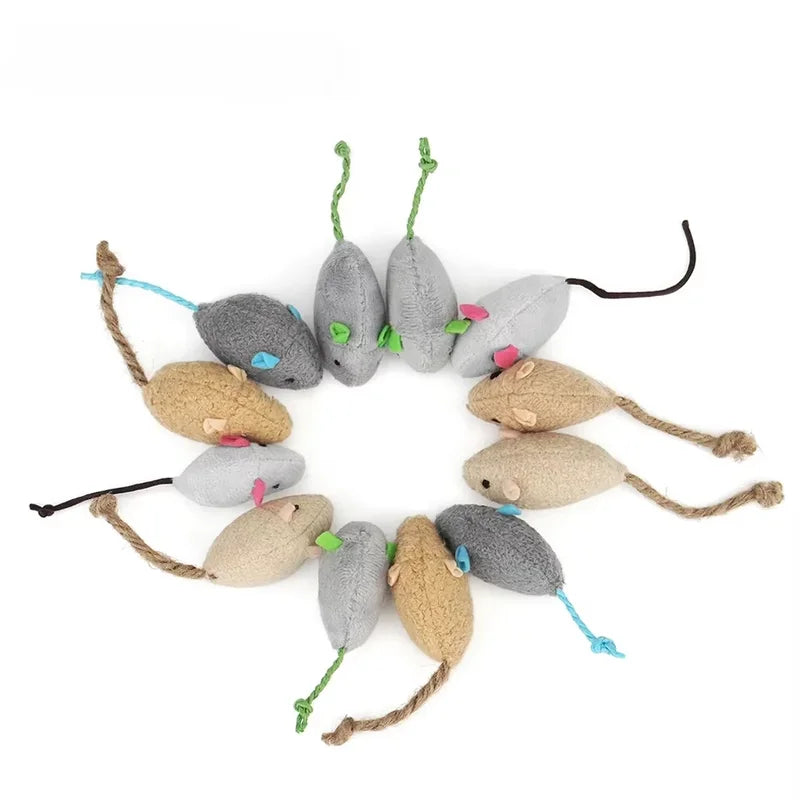Interactive Catnip Mouse Toys Pack - Soft Plush Feline Playthings for Indoor Cats