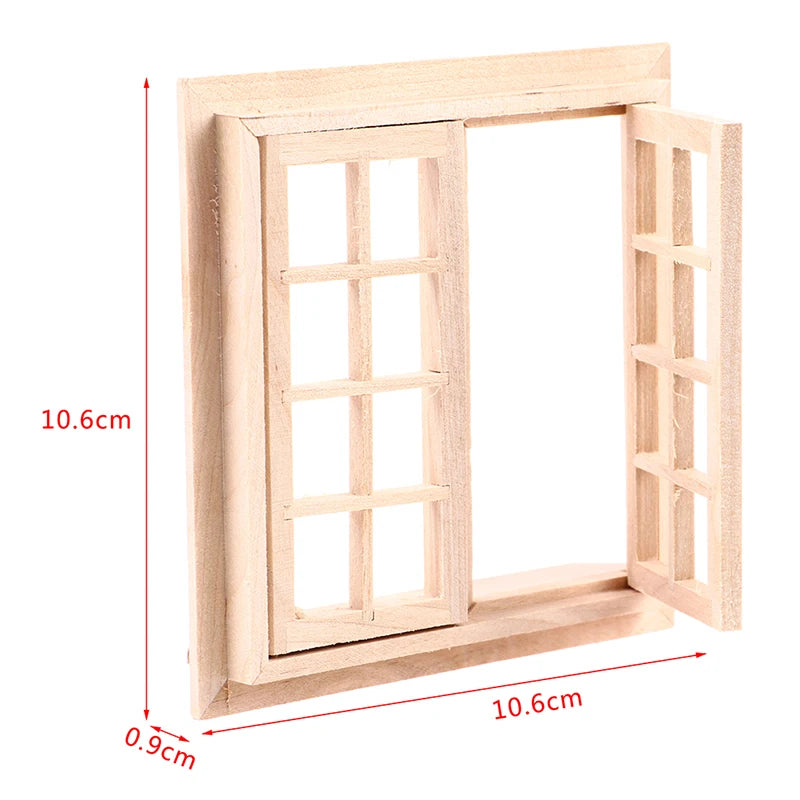12-Piece Dollhouse Miniature Window Set - 16 Grid Square Model Home Decor