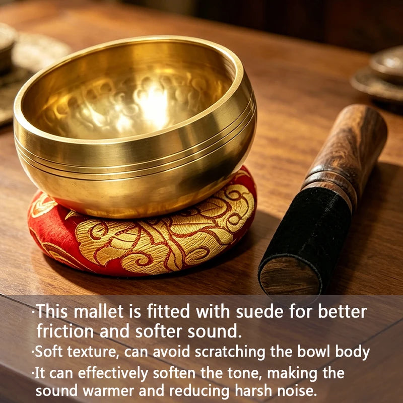 Handcrafted Brass Singing Bowl Set for Meditation Yoga Stress Relief Home Decor