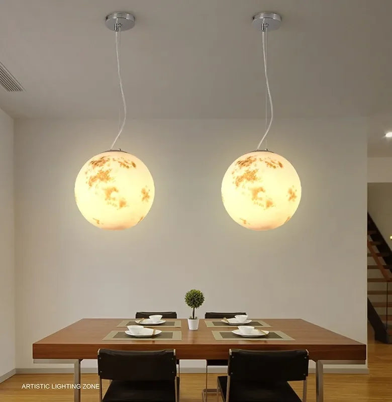 Full Moon Pendant Light Chandelier Nordic Modern Art Ball LED Home Decor