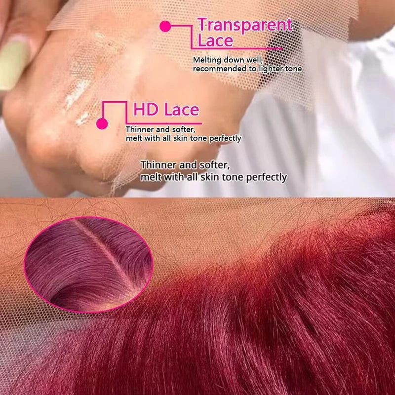 Human Hair Wig 13x4 13x6 HD Transparent Lace Front Wigs Pre-Plucked 200-220 Density