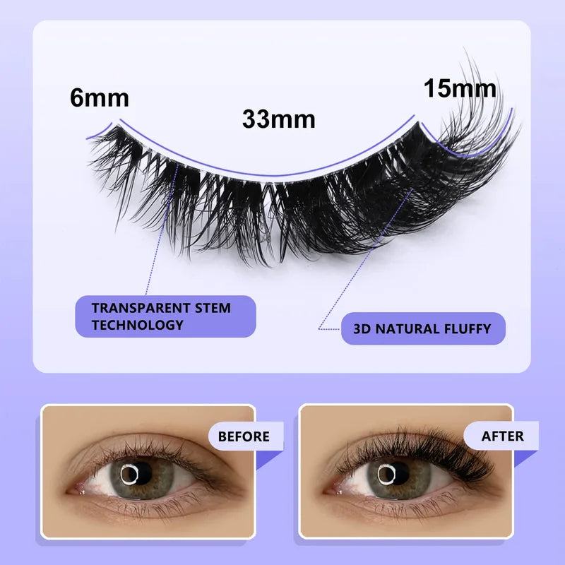 Veltrinay Faux Mink False Eyelashes Natural Look Wispy Winged Eye Makeup