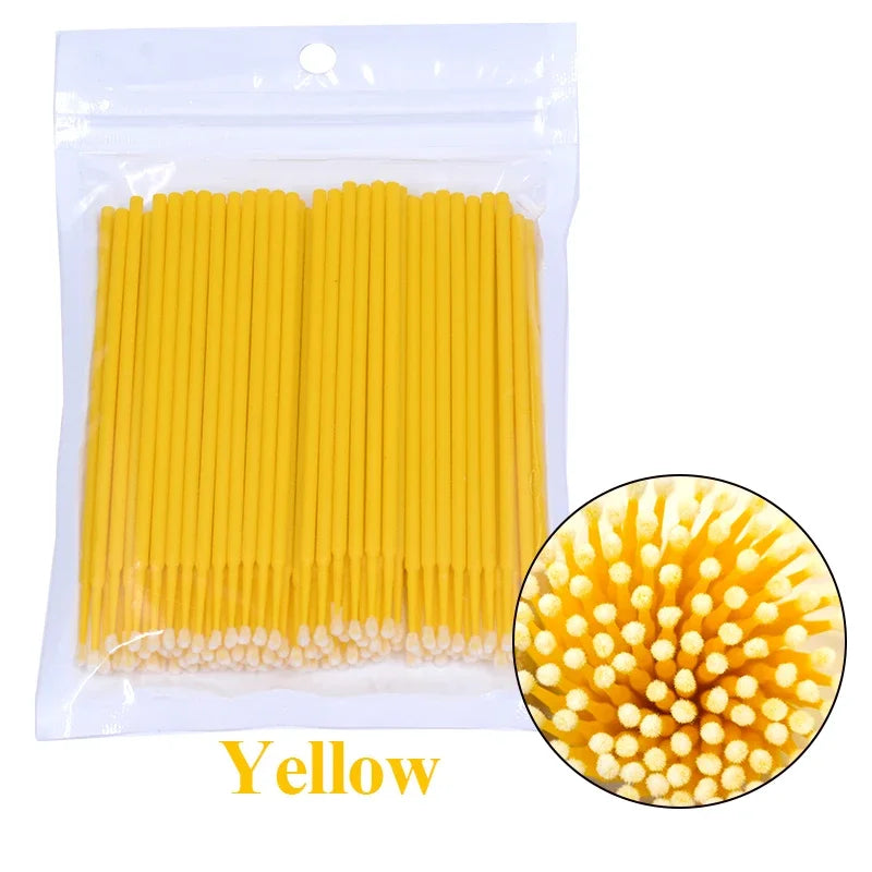 100Pcs Eyelash Cleaning Brushes Micro Cotton Swabs for Lash Extension Care