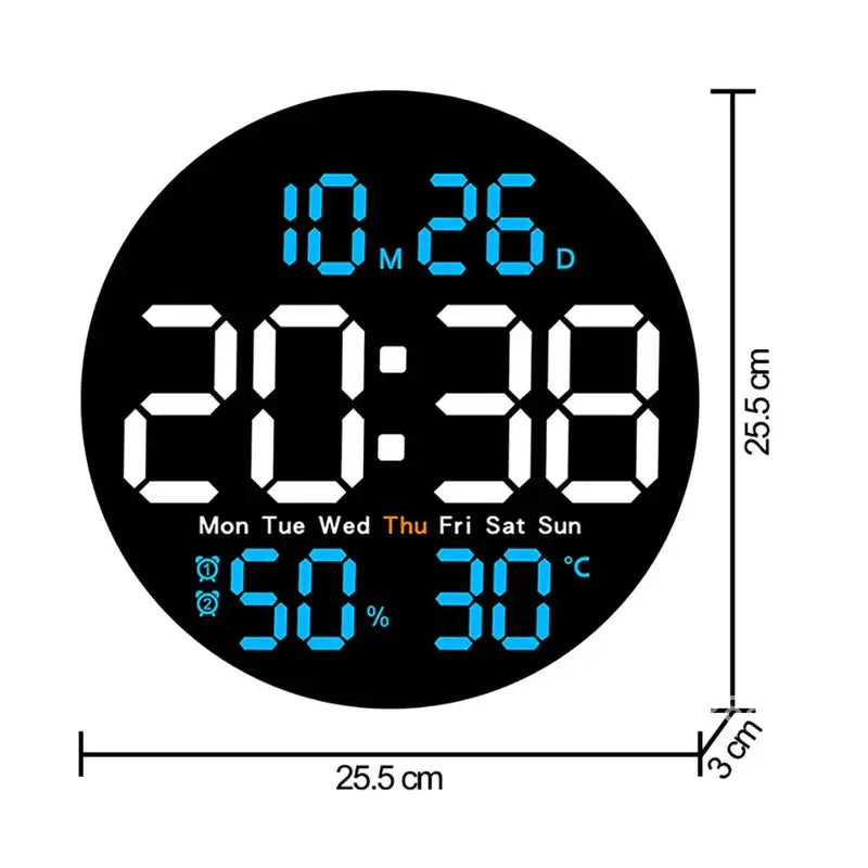 Large Screen LED Wall Clock with Remote Control for Home Office & Classroom