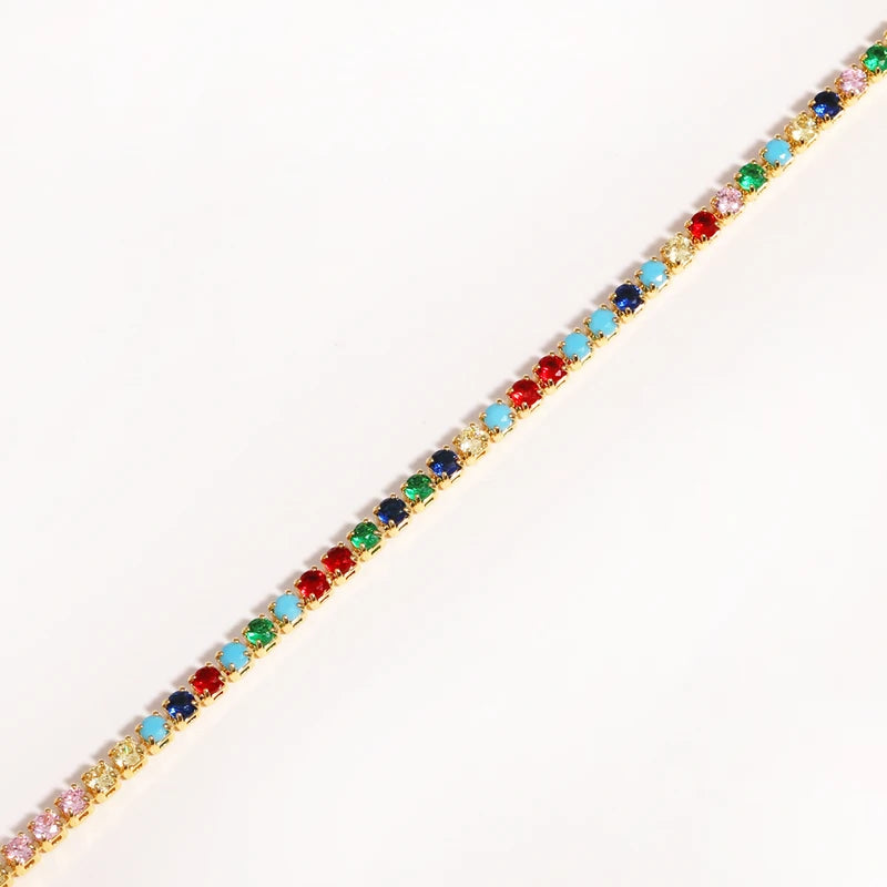 2mm Cubic Zirconia Chain Necklace Dainty Thin Tennis Choker Jewelry for Women