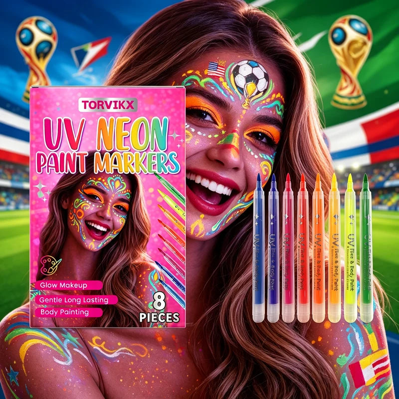 UV Luminous Face & Body Painting Pen for Parties & Concerts - Washable Neon Makeup