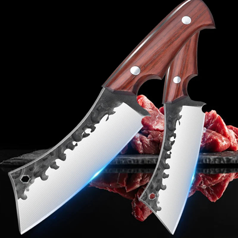 Stainless Steel Kitchen Chef Knife with Wooden Handle - 22cm Sharp Meat & Vegetable Cutter