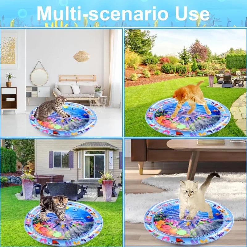 Inflatable Water Sensory Play Mat for Cats and Dogs - Fish Ocean Theme, Thickened PVC