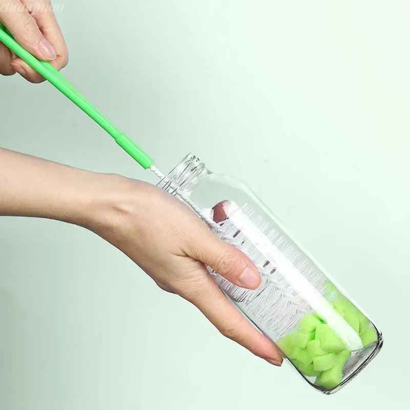 360 Degree Bottle Brush for Narrow Neck Water and Milk Bottles - Flexible Sponge Scrubber