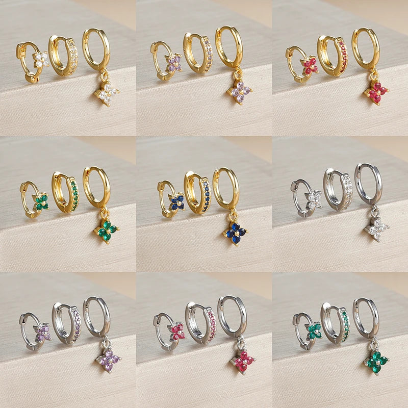 3PCS Small Hoop Earrings Set for Women - Geometric Zircon Jewelry, Wedding & Cartilage Piercing