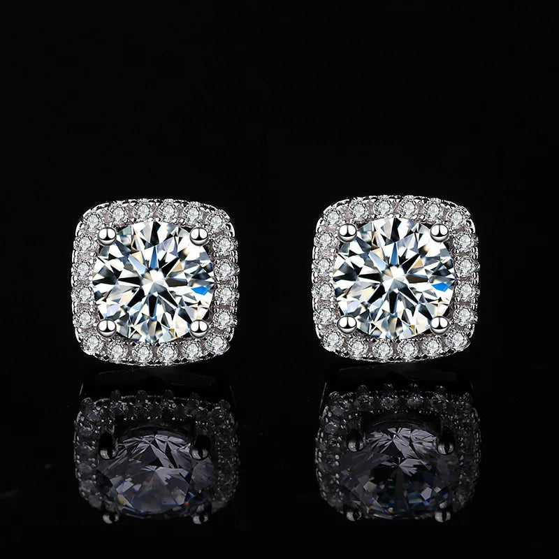 Sterling Silver Zircon Earrings for Women Wedding Engagement Jewelry Studs