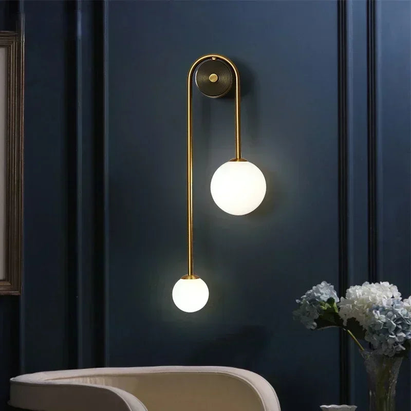 Modern Wall Light Lamp with Glass Ball LED Sconce for Bedroom & Living Room