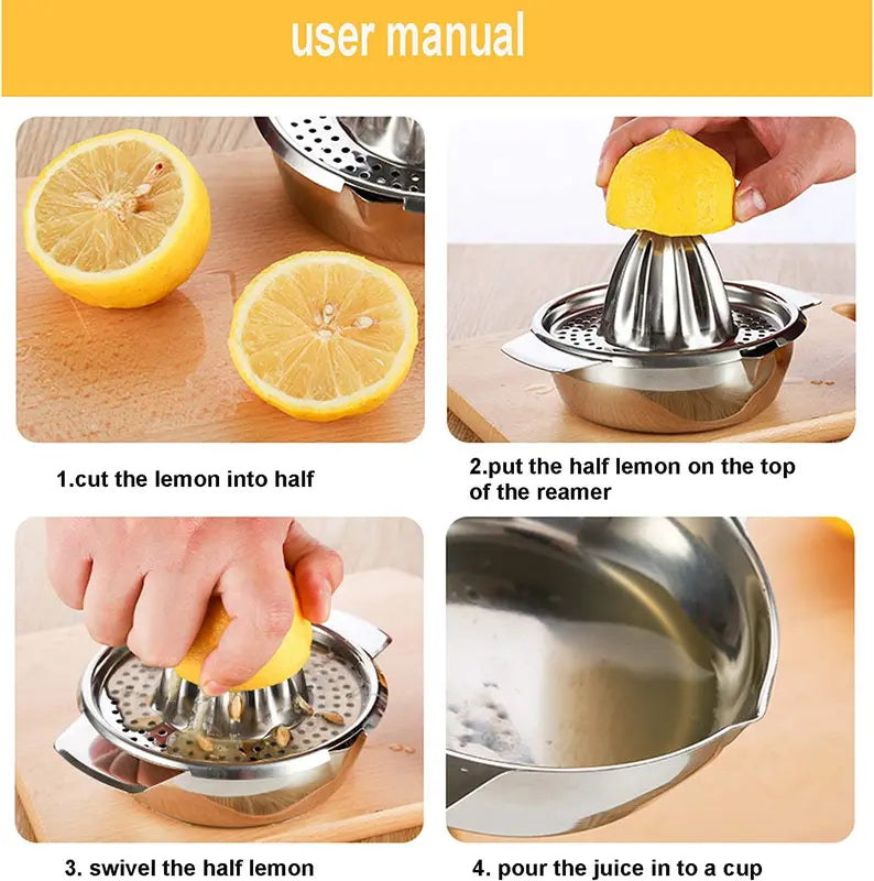Stainless Steel Lemon Squeezer Manual Juicer for Citrus Fruits Kitchen Tool