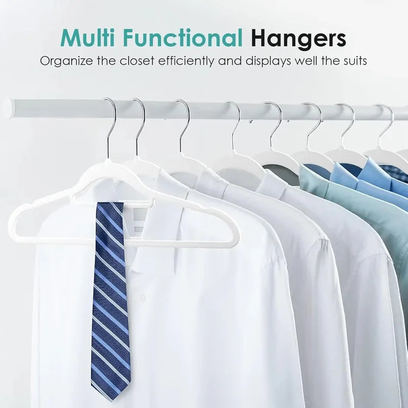 Multi-Color Velvet Non-Slip Clothes Hangers with 360° Rotating Chrome Hooks - Pack of 30 or 60