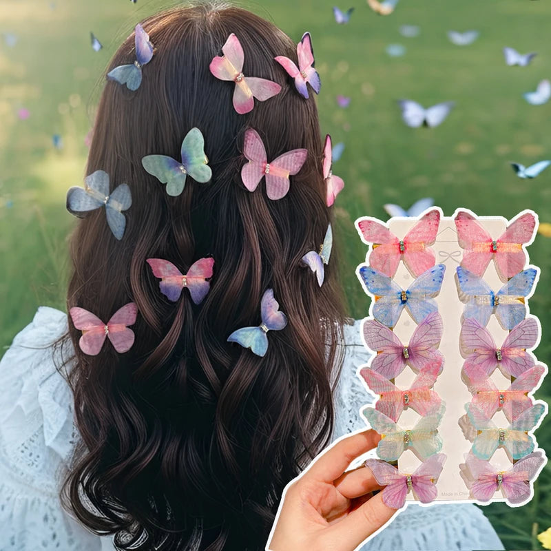 36-Piece Color Gradient Butterfly Hairpins Set for Girls - Elegant Hair Accessories