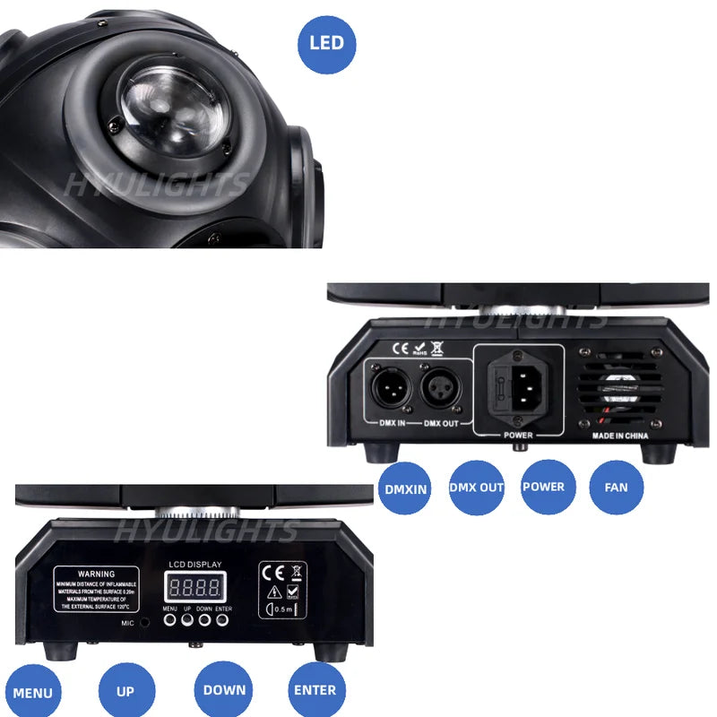 LED Moving Head Light 8x15W RGBW 4in1 Stage Effect with Infinite Rotation