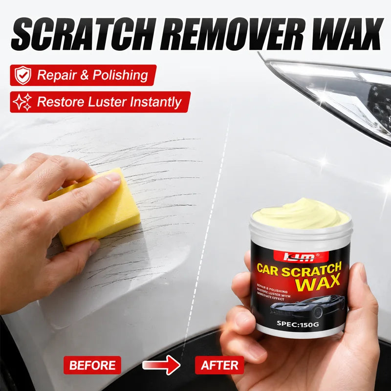 Car Scratch Remover Polish with Deep Gloss Restorer Wax - Instant Shine & Micro-Scratch Filling