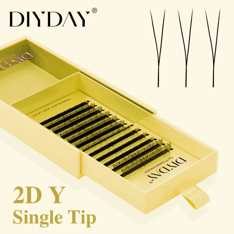 False Eyelash Extensions 2D Y Shaped Mink Lashes Premade Fans for Eye Makeup