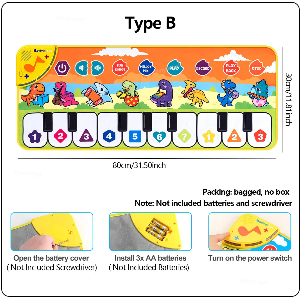 Kids Piano Mat Musical Floor Keyboard for Toddlers and Children - Educational Play Toy