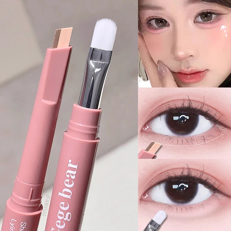 Dual-Tone Matte Highlighting & Contour Pencil for Eye Makeup - Waterproof, Nude Beige & Brown Shades