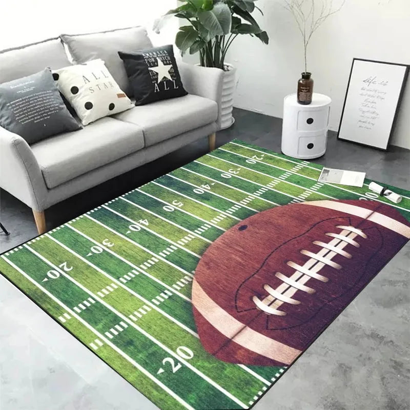 Basketball Court Rug Non Slip Stain Resistant Carpet for Living Room & Bedroom