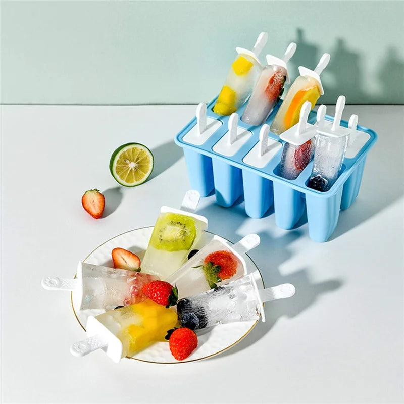 Silicone Ice Pop Molds Set - 10 Pieces BPA-Free Reusable Freezer & Oven Safe