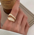 Adjustable Geometric Enamel Metal Ring for Women Girls - Open Stylish Jewelry