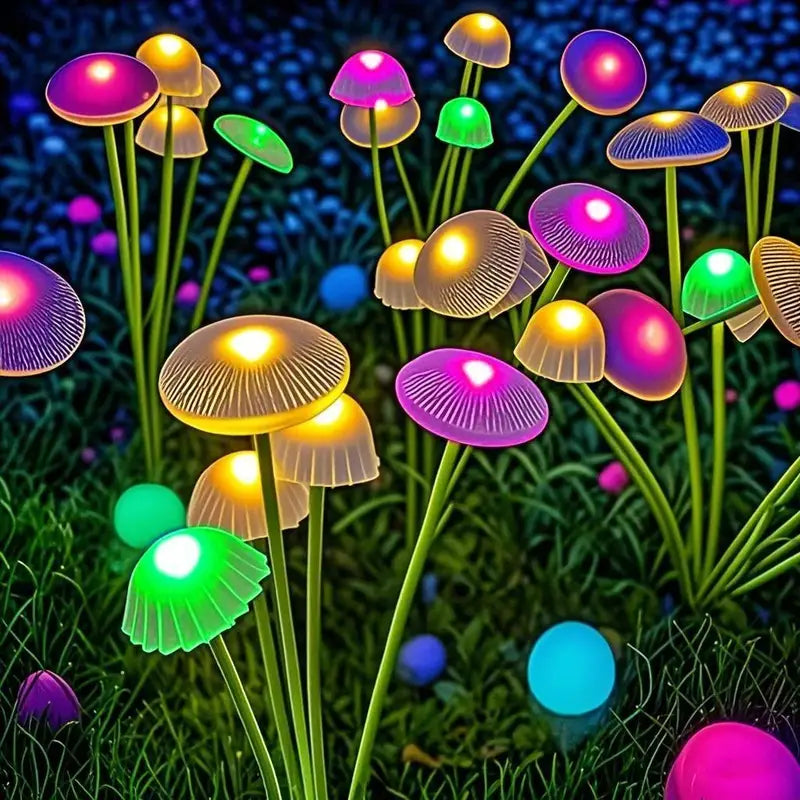 Solar-Powered Mushroom Garden Lights - Outdoor Ambient Lawn Stake Decor