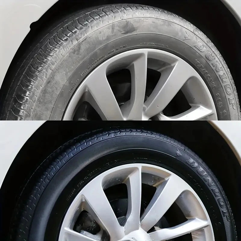 Car Tire Polishing Wax with UV Protection Waterproof Coating - Restores Black Finish