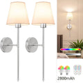 Rechargeable Wall Sconce Nordic Style Fabric Lamp with 2800mAh Battery for Living Room Bedroom Home Office