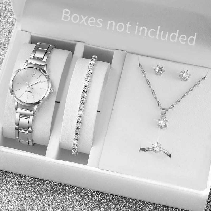 Fashion Women Watch Jewelry Set with Quartz Analog Watch and Accessories