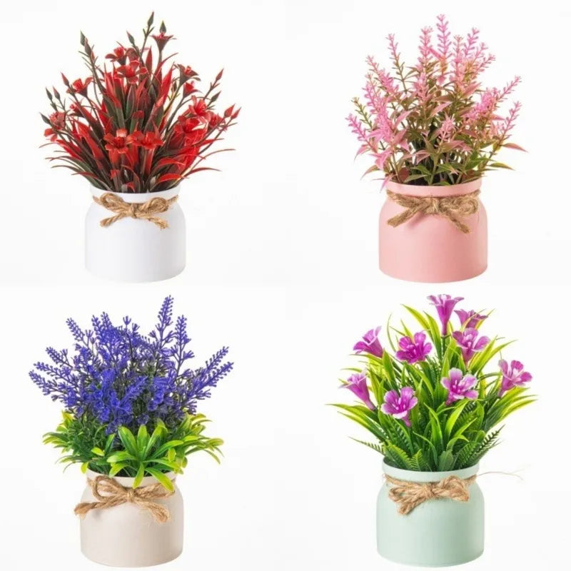 Artificial Potted Flower Bonsai Tree - Faux Plant Decor for Home & Office
