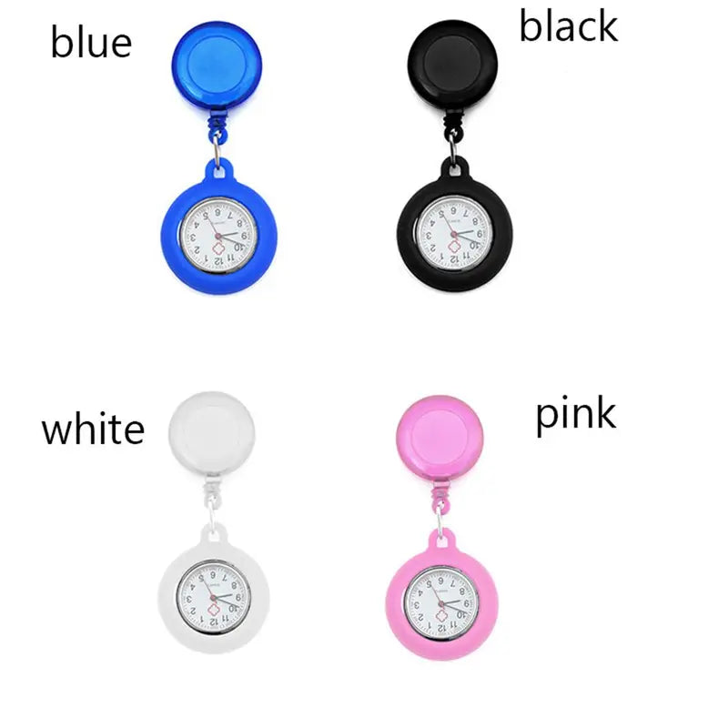 Retractable Nurse Clip-On Quartz Pocket Watch with Silicone Cover - Unisex Medical Fob Watch