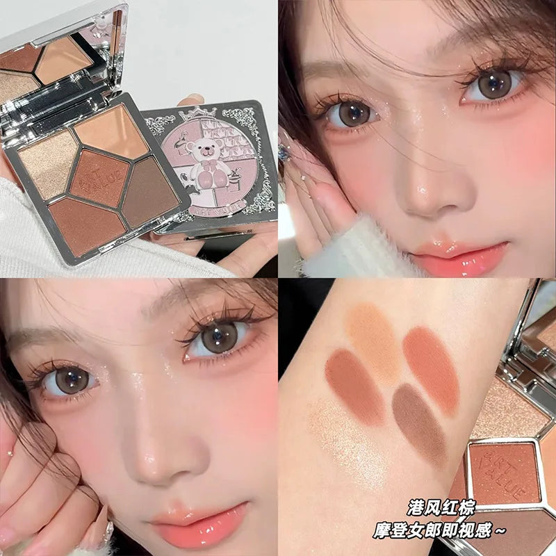 Colorful Eyeshadow Palette with Shimmer & Pearly Finish - Multiple Colors