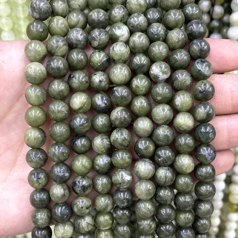 Natural Green Jade Beads - Round Spacer Stones for Jewelry Making, DIY Bracelets & Necklaces