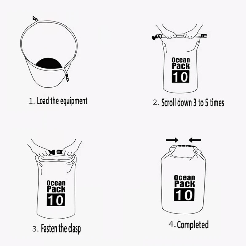 500D Waterproof Dry Sack Bag for Boating & Water Sports 5/10/15/20/30L