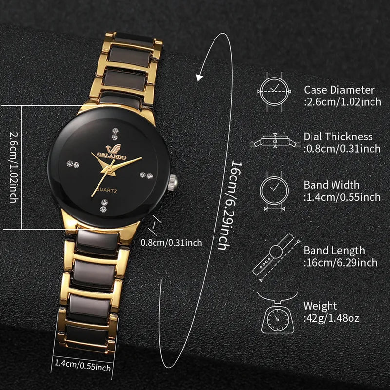 Couples' Analog Quartz Watches Set - Stainless Steel Band Men Women