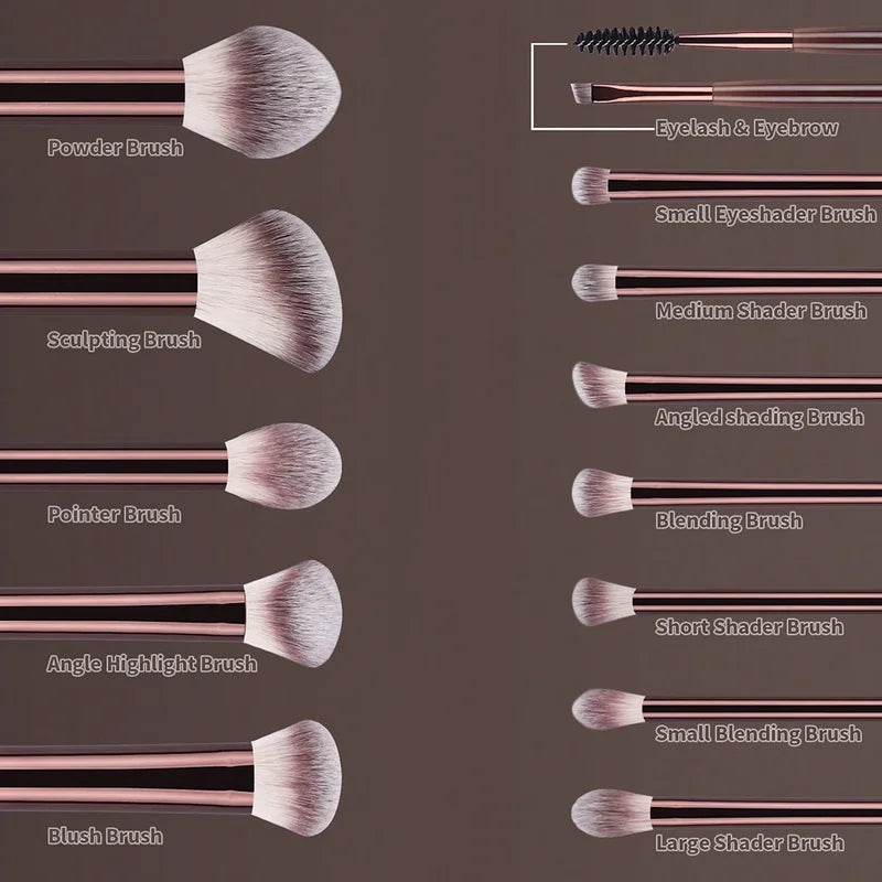 13-Piece Makeup Brush Set with Kabuki Blending Foundation Eyeshadow Blush Tools