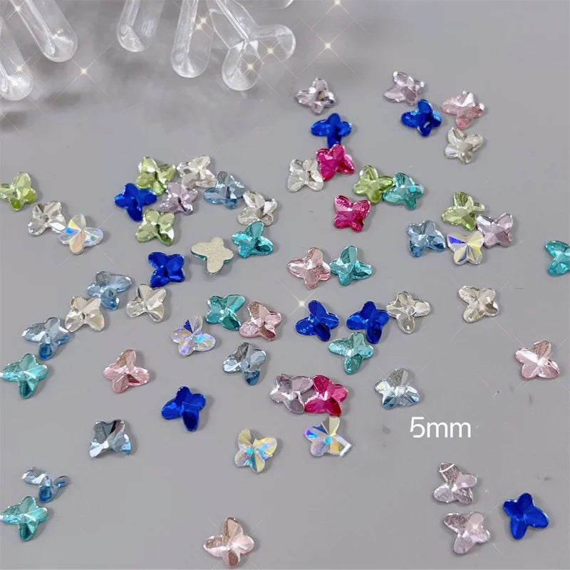 20pcs Colorful Heart Star Zircon Nail Charms Rhinestones 3D Kawaii Nail Art Decorations