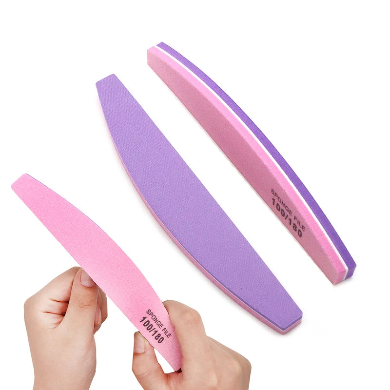 Pink & Purple Double-Sided Nail Buffer Files 100/180 Grit - 2 Pack