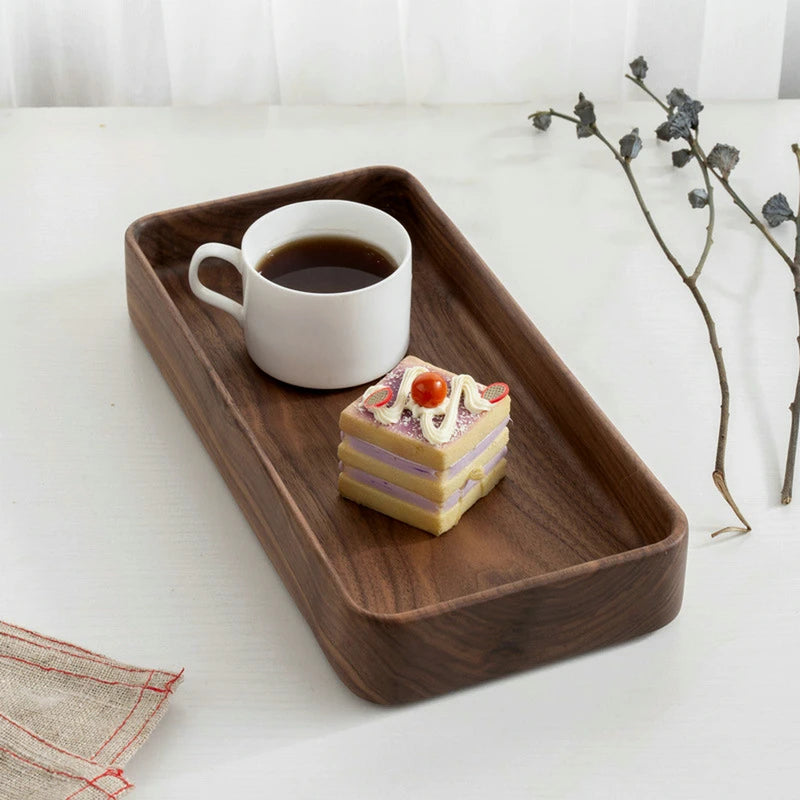 Wood Serving Tray with Compartments - Dessert, Snack, Fruit Storage Organizer for Kitchen or Home Decor