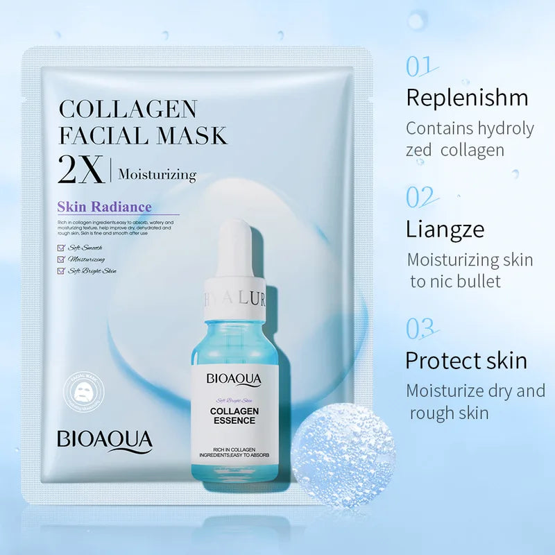 20pcs Collagen & Centella Face Masks with Hyaluronic Acid for Moisturizing & Refreshing Skin Care