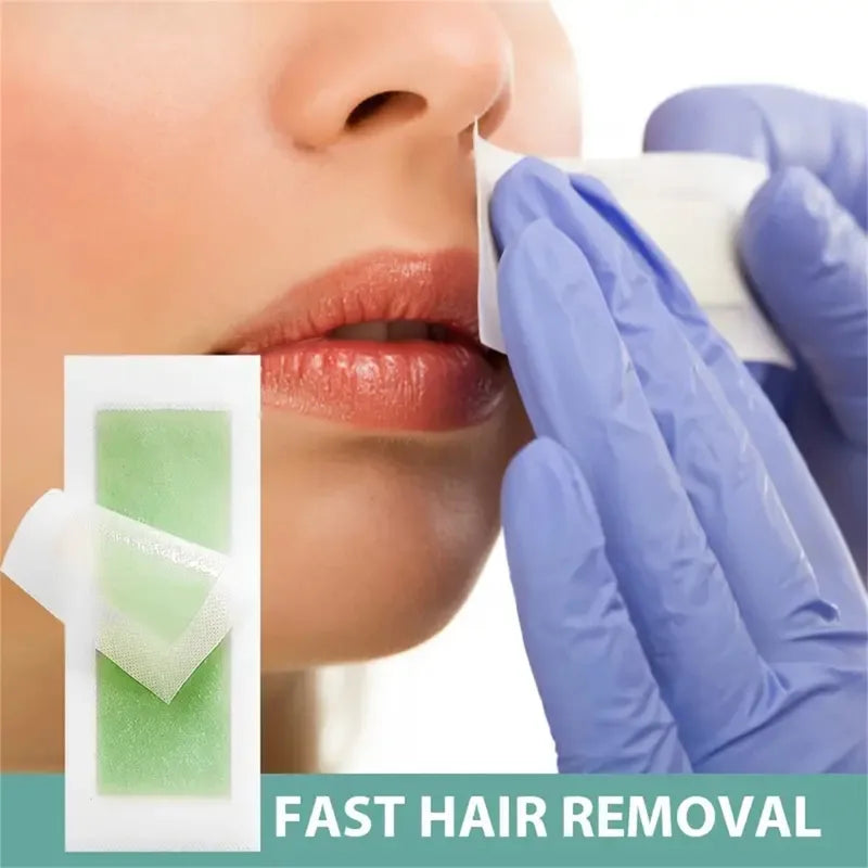 Facial Hair Removal Wax Strips Kit for Sensitive Skin - Quick & Painless