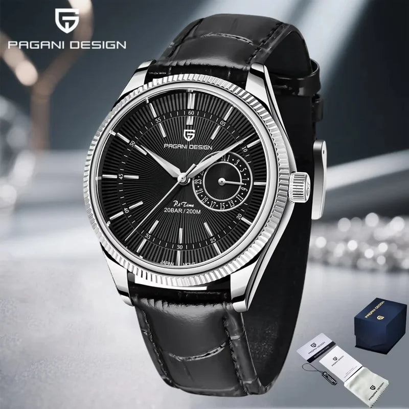 Men's Luxury Quartz Watch 40mm Stainless Steel Waterproof Business Timepiece