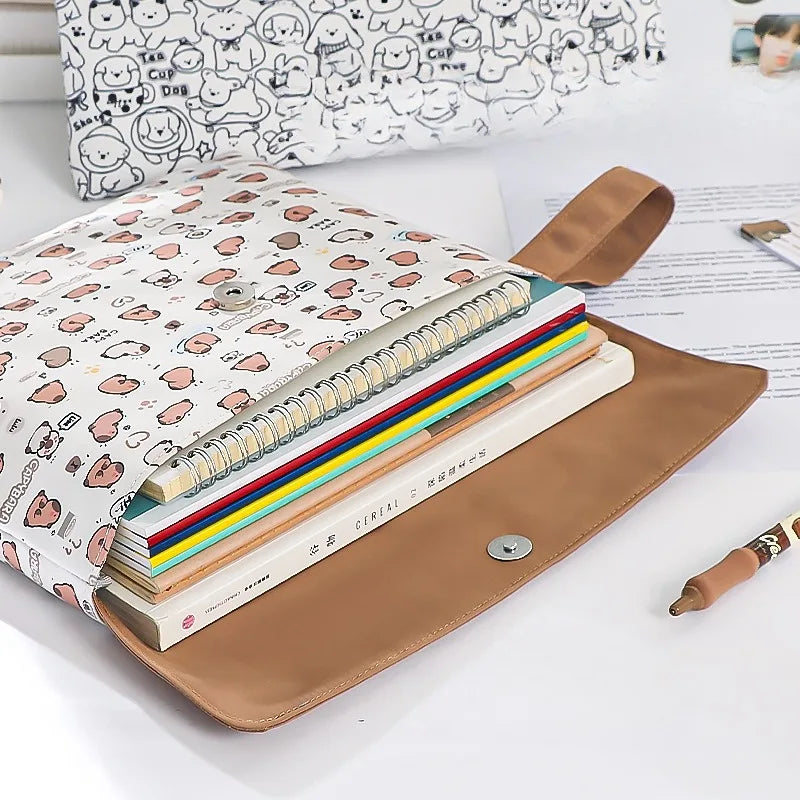 Large Capacity Student File Bag Stationery Organizer with Zipper & Double Layers